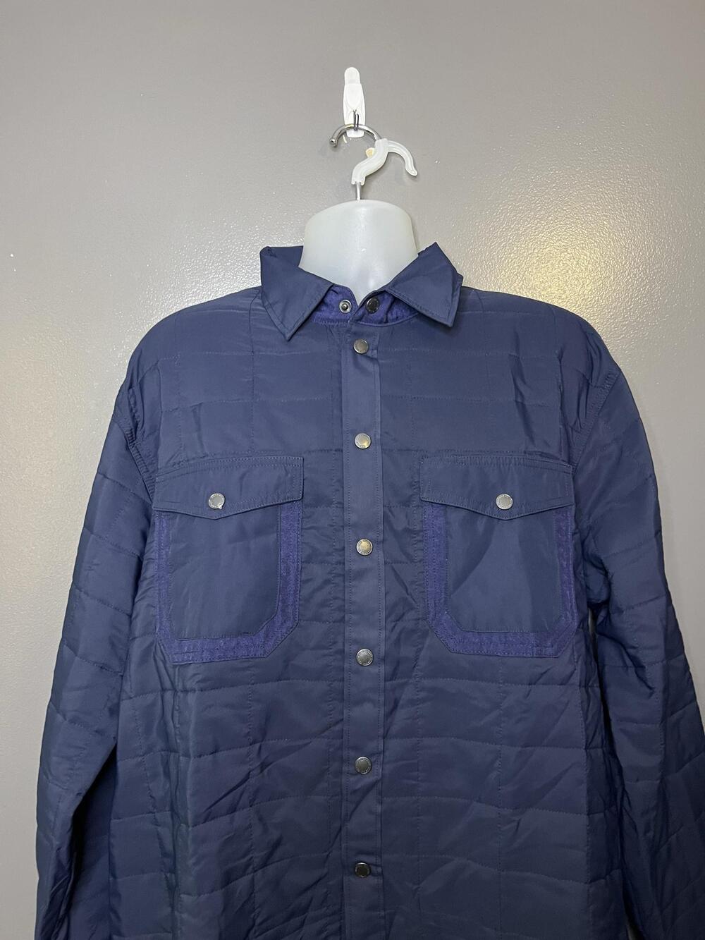 Mascot Jacket Mens 3XL Blue Quilted Snap Front Shirt Jacket Lined Hoboken Padded